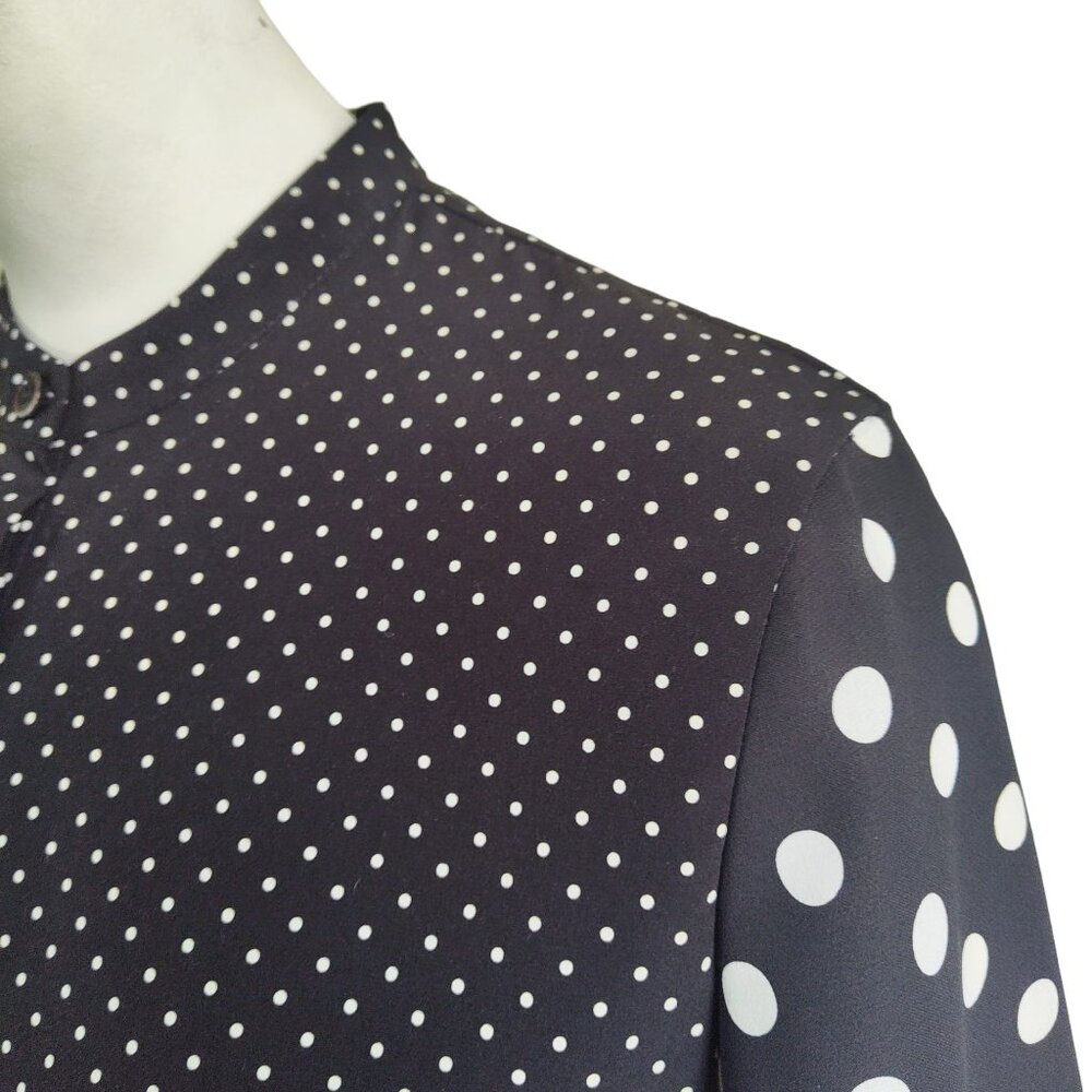 PAUL SMITH PS Polka Dot Contrast Wrist Tie Ruffle Sleeve Button Front Blouse 38 - Picture 6 of 8